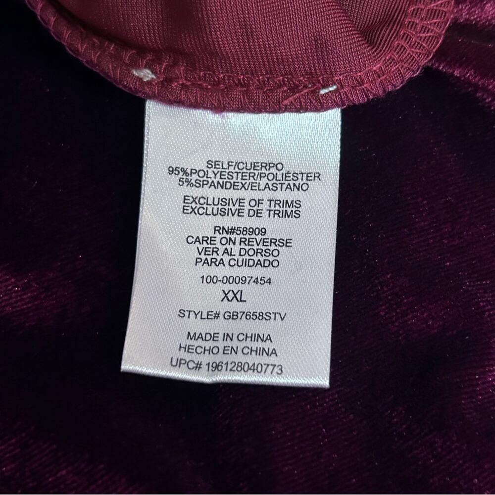 GB Red Velvet Stretch High Mock Neck Long Sleeve Holiday Cocktail Party Dress - Picture 12 of 16